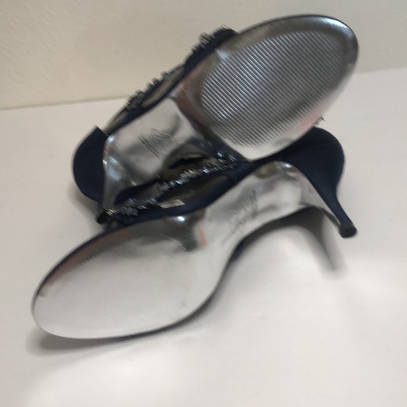 Adrianna papell navy stone & beaded open toe heels size 10M - Picture 8 of 8